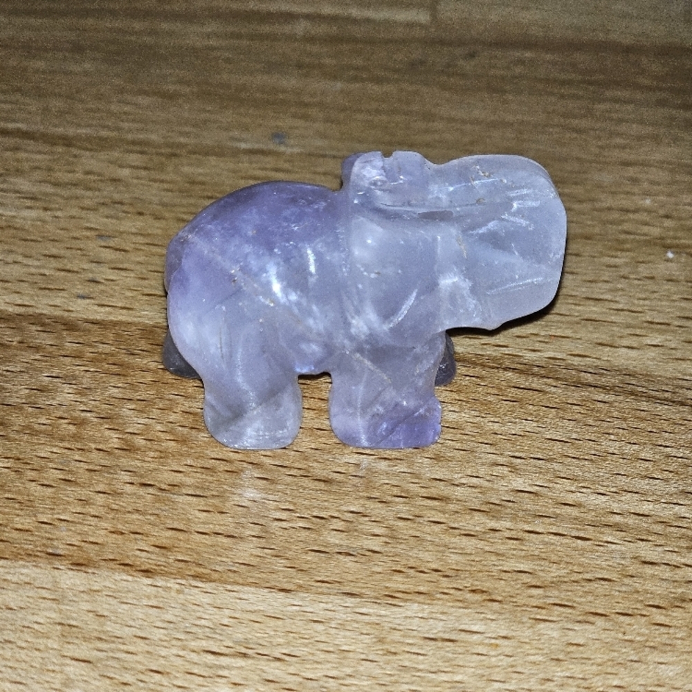 Hand Carved Amethyst Elephant Figurine